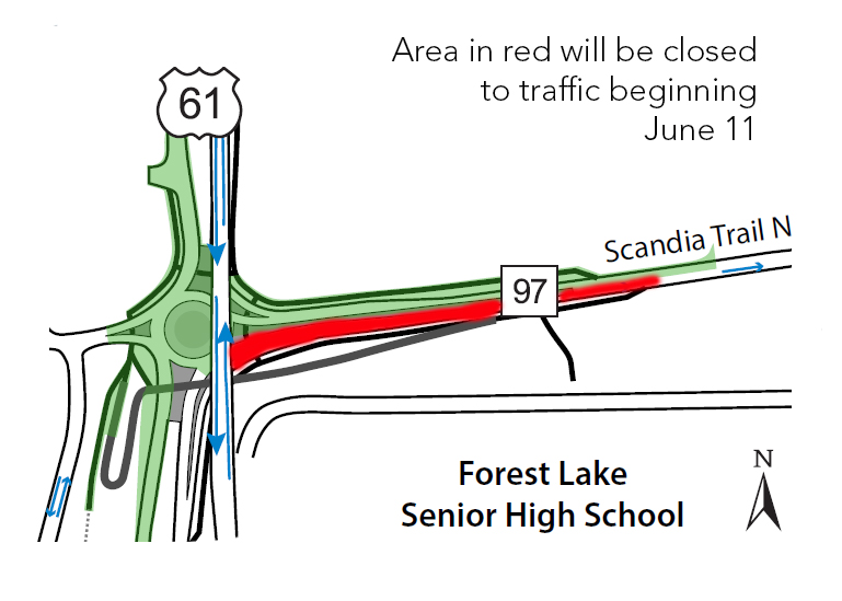 Highway 61-97 closure map